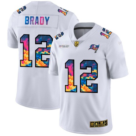 Maillot Homme Tampa Bay Buccaneers Tom Brady 12 Nike 2020 Blanc Multicolore